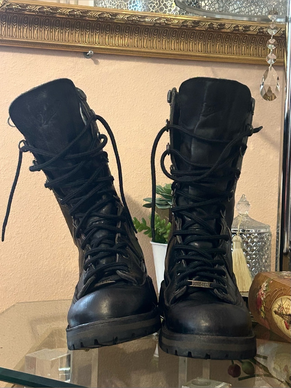 Danner Black Lace Up Biker Combat Boots Size 7.5/41